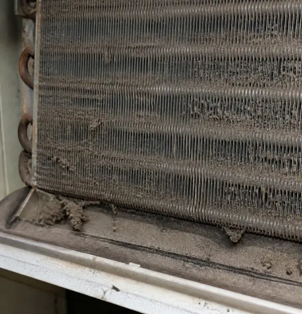 Dusty evaporator fins