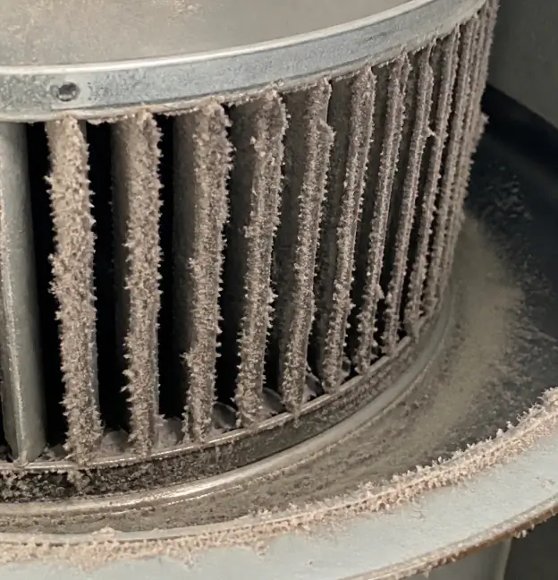 Dusty blower wheel