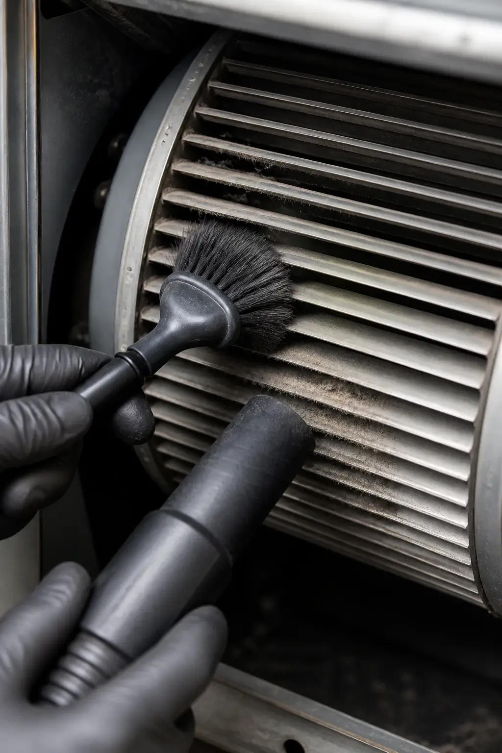 Blower brush cleaning